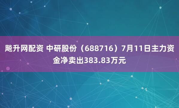 飚升网配资 中研股份（688716）7月11日主力资金净卖出383.83万元