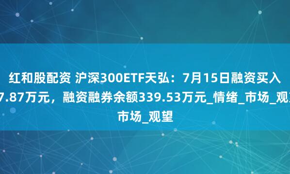 红和股配资 沪深300ETF天弘：7月15日融资买入47.87万元，融资融券余额339.53万元_情绪_市场_观望