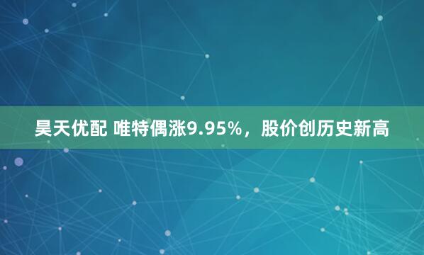 昊天优配 唯特偶涨9.95%，股价创历史新高